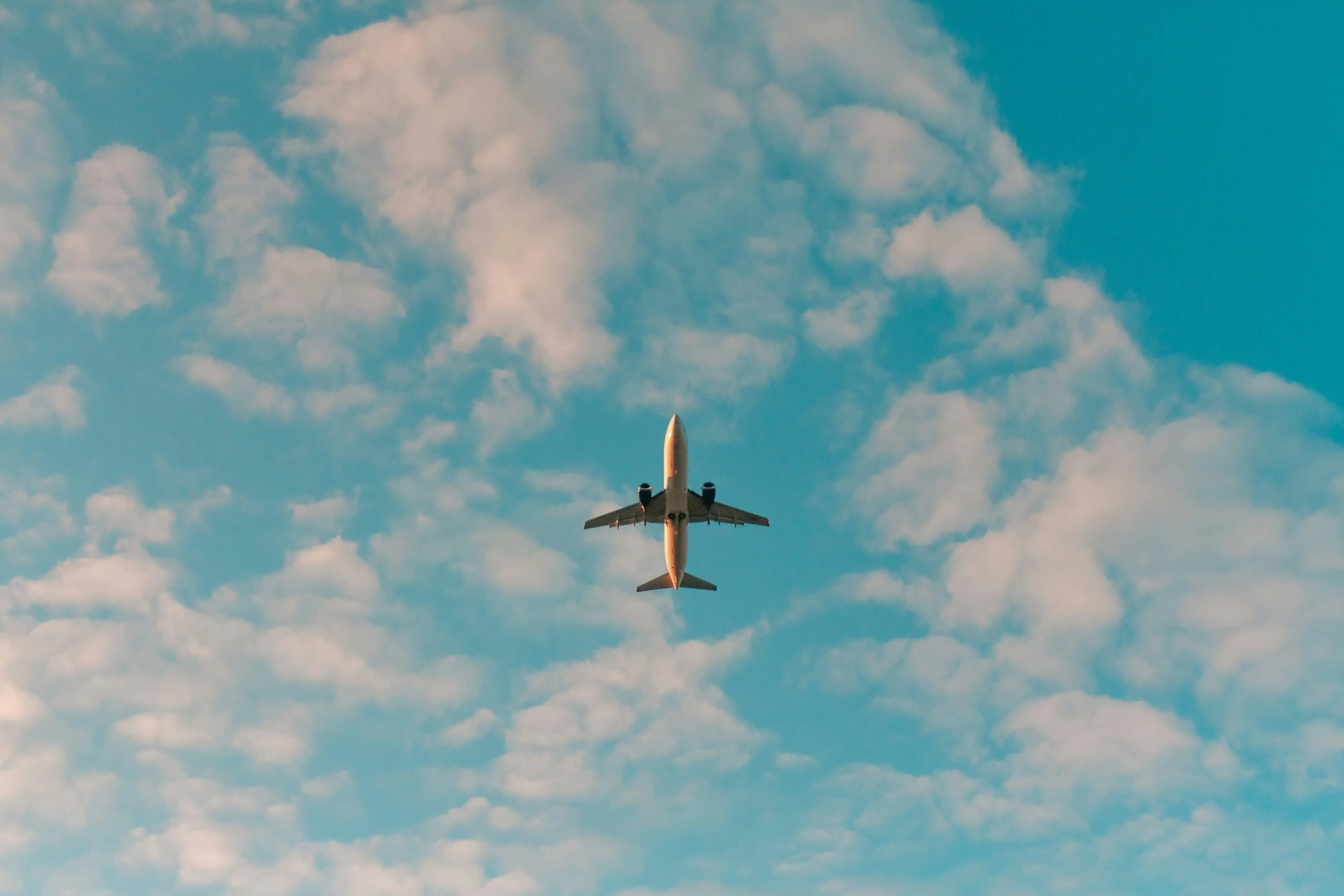 Airplane flying through clouds